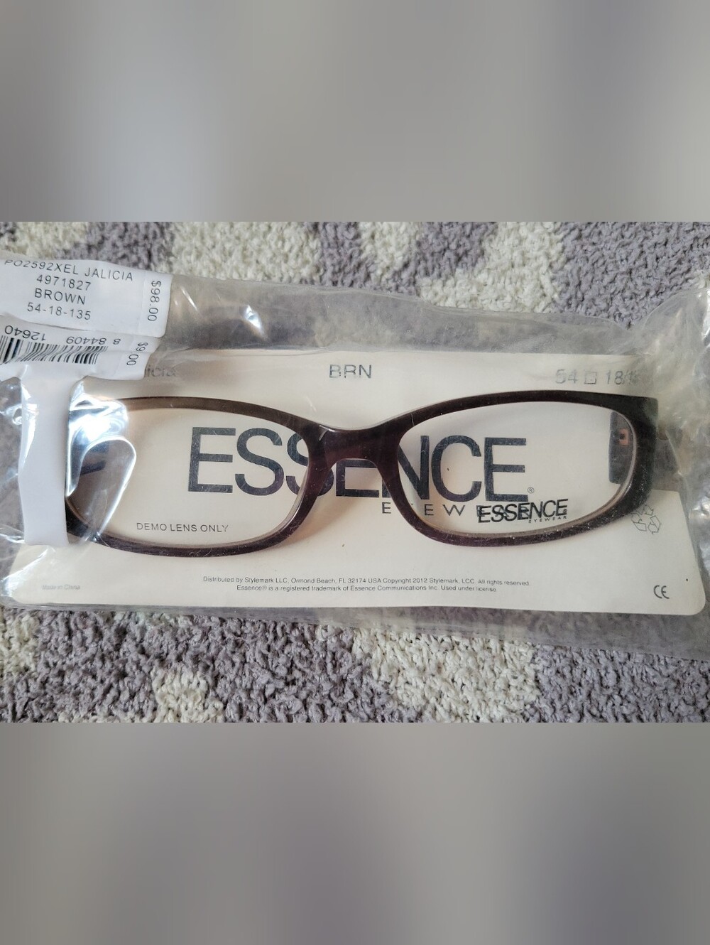 Essence Brown Rectangular Eyeglass Frames New Demo Lenses